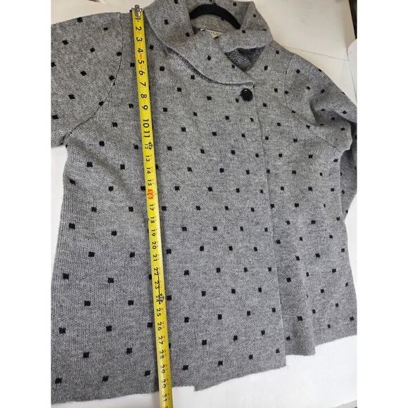 Max Studio Knit Wool Blend Gray/ Black Polka Dot Cardigan Cowl Neck Sweater 3x - Picture 7 of 8